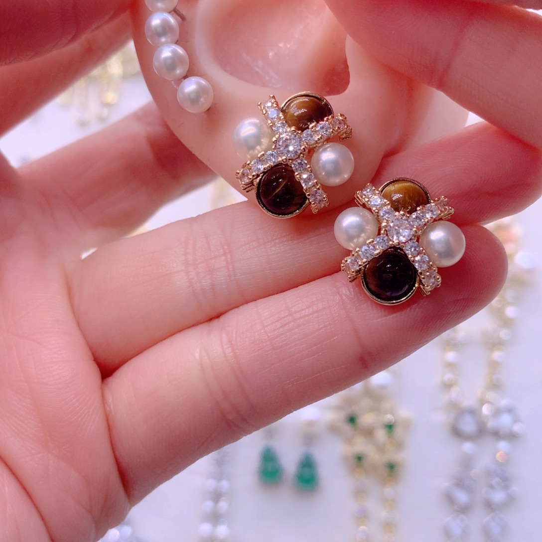 耳饰合金淡水珍珠