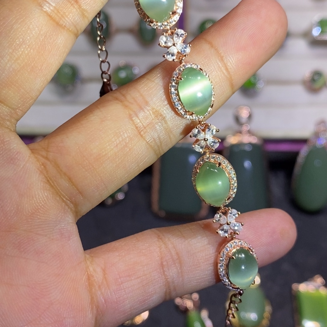 和田玉（碧玉）银S925镀金镶嵌颈饰