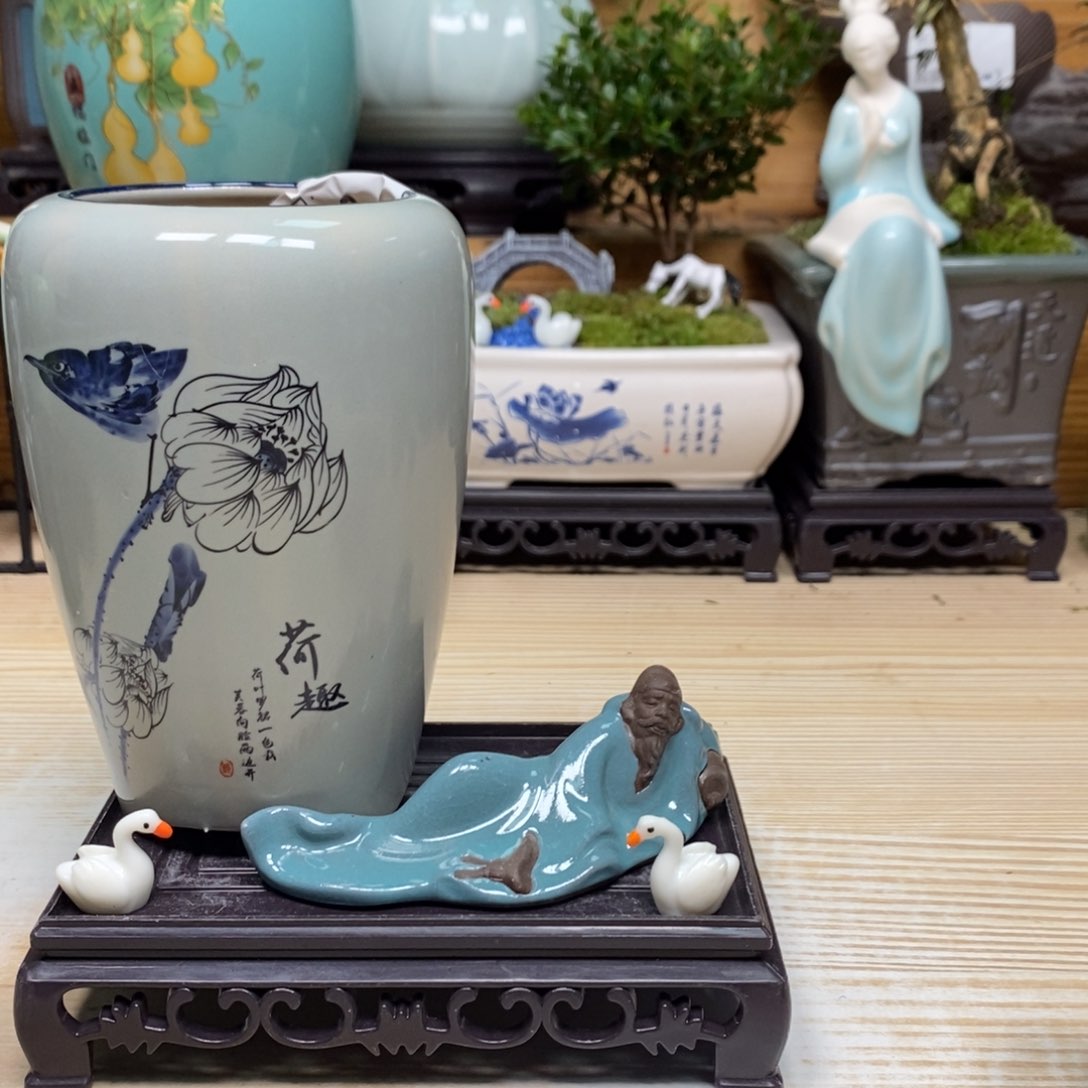 紫砂陶瓷艺术花盆陶瓷