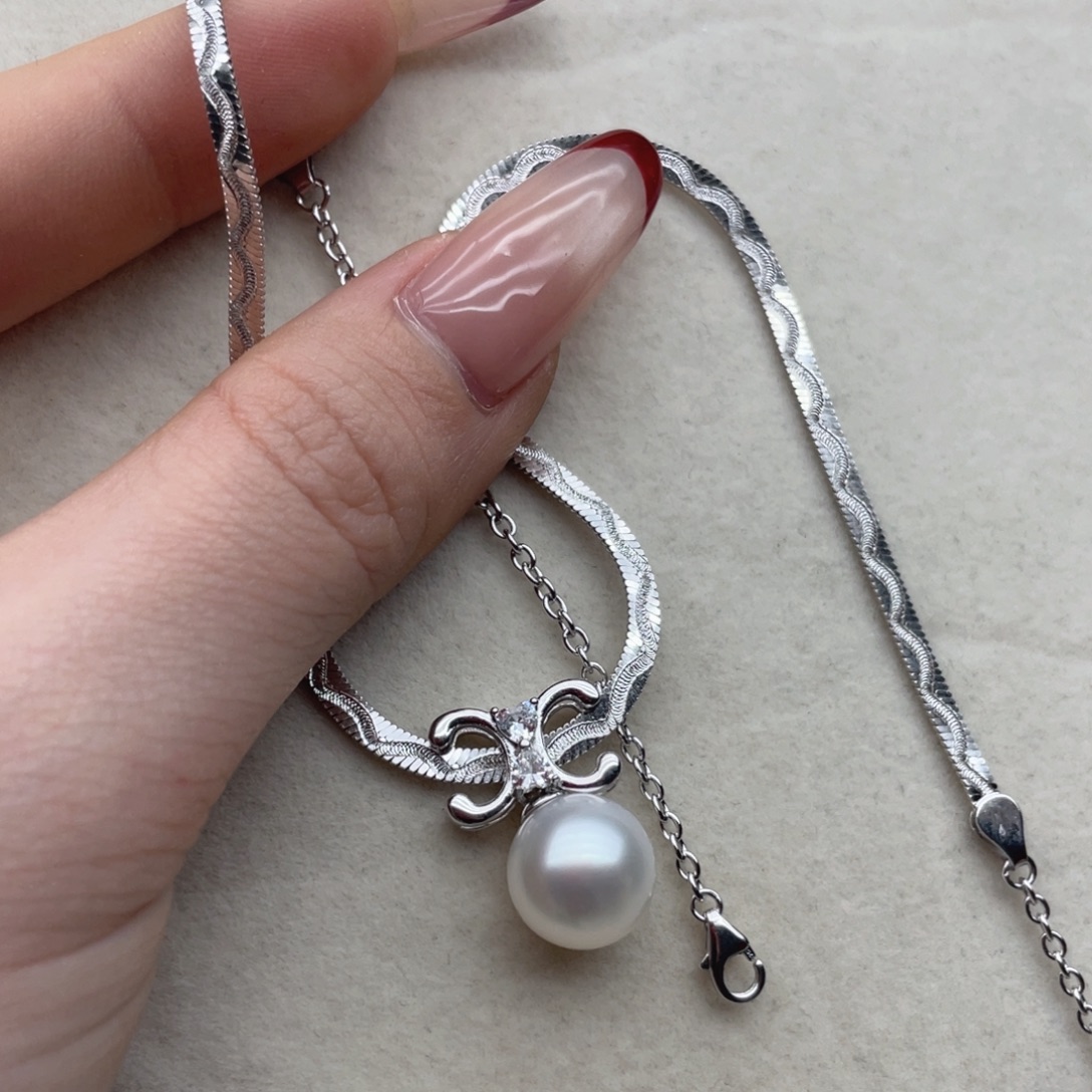 银S925镶嵌海水珍珠颈饰A159