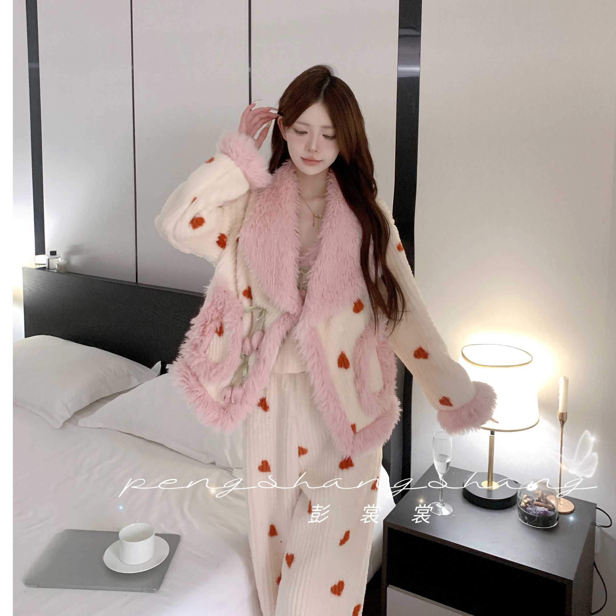 彭裳裳【郁香芳菲】冬装上新加厚女士睡衣套装百搭舒适居家服可外穿