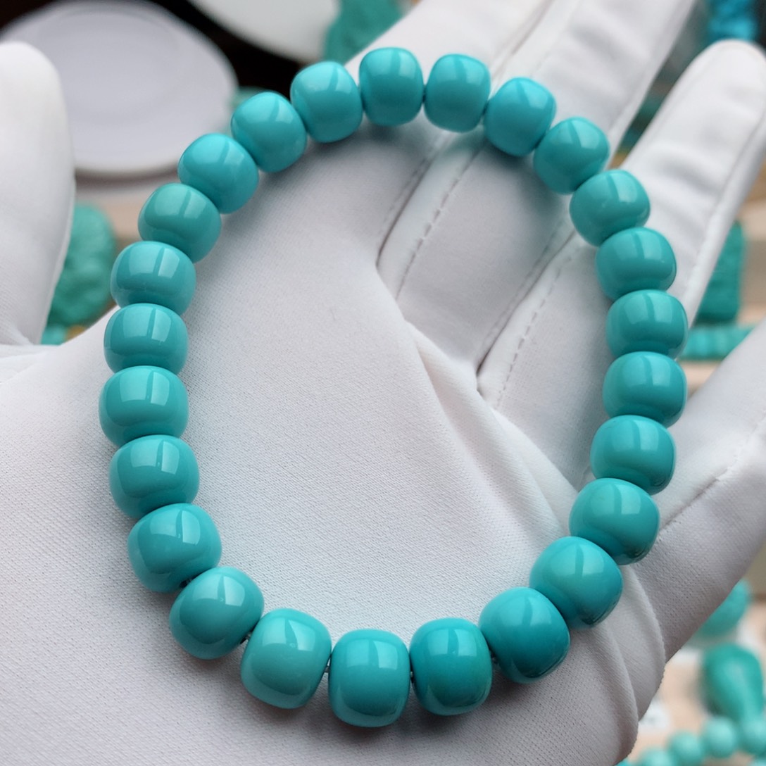 绿松石珠宝奇石未镶嵌8.6mm