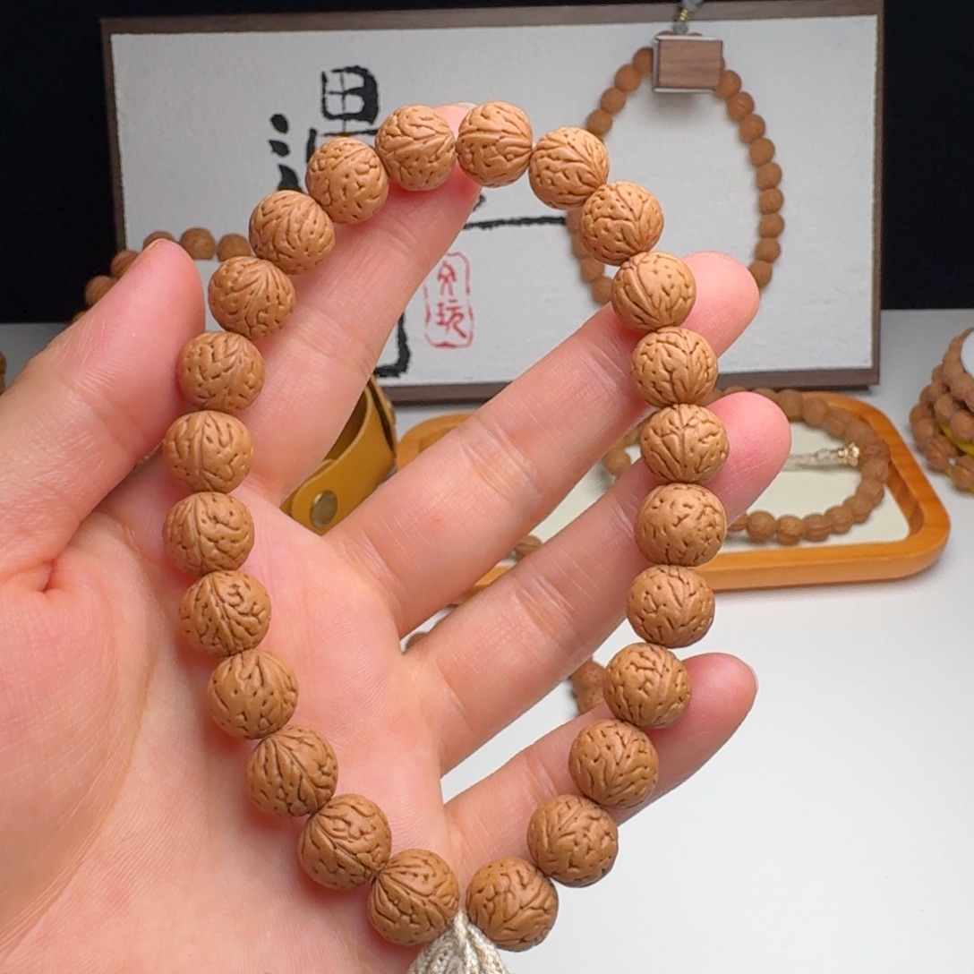 手串桃核11宽刀脐麦穗纹