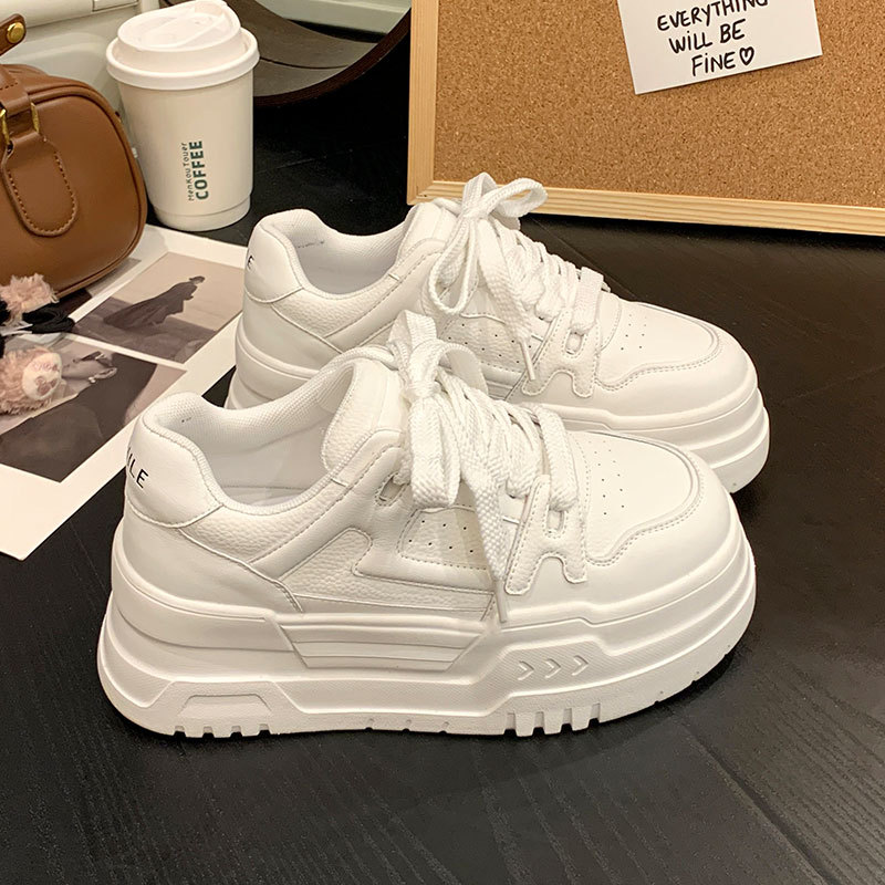 APLENTY小个子厚底增高休闲板鞋小白鞋春秋配裙子女鞋巨好看板鞋