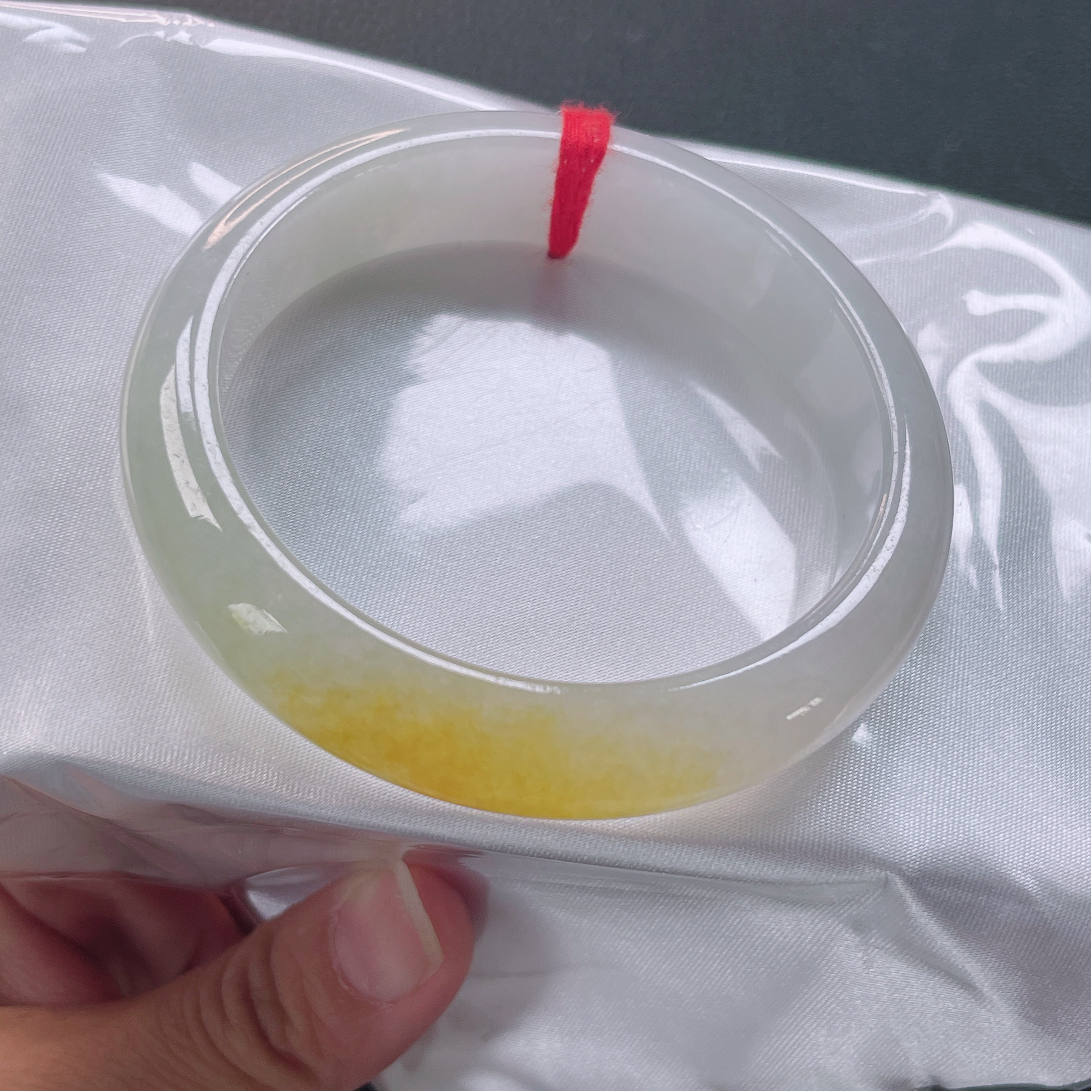 2020号缅甸天然翡翠A货57-58老坑老料糯冰冰糖色宽边精美明艳女款