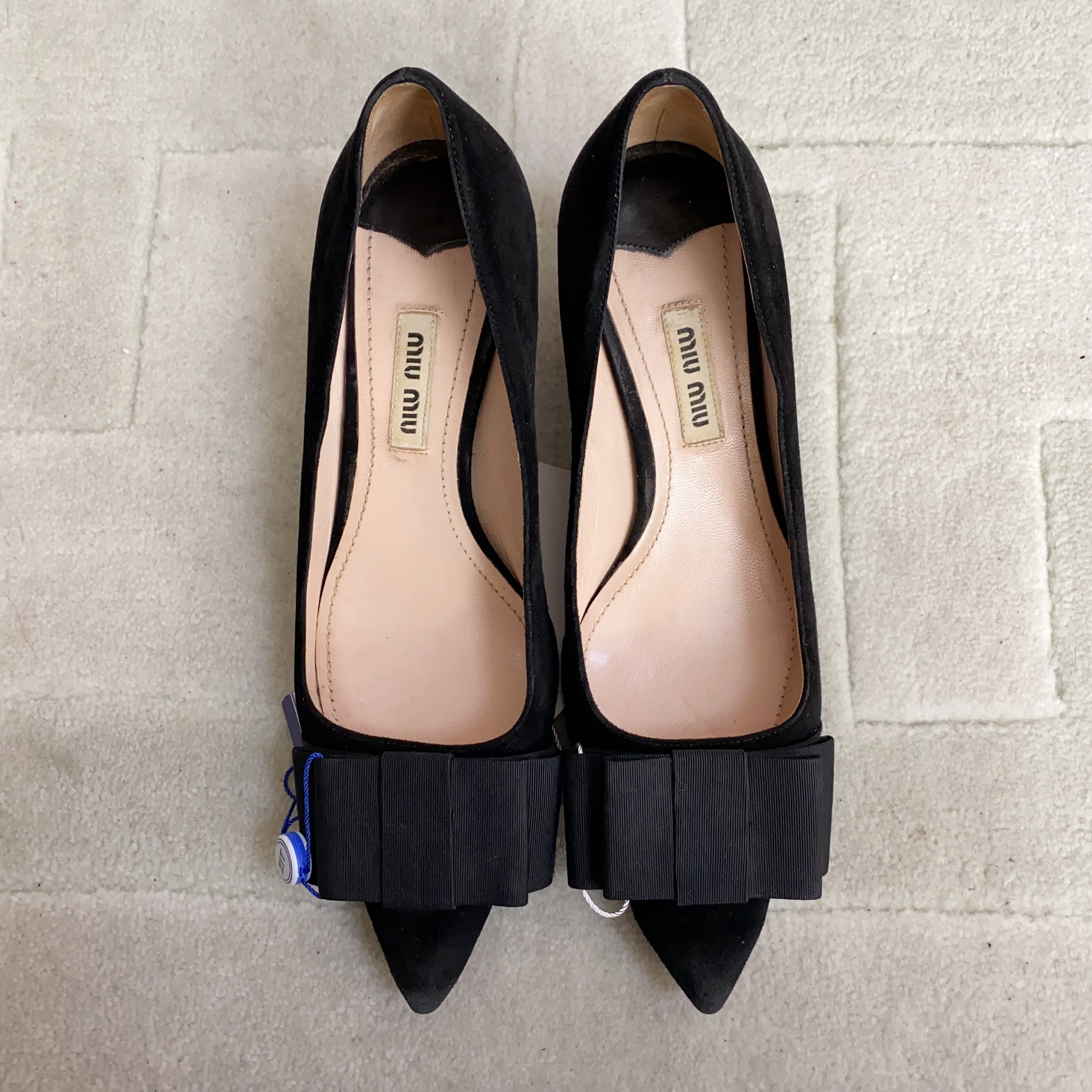 95新 MIU MIU/缪缪 麦殿/黑色高跟鞋35.5码/250108VHD1L04
