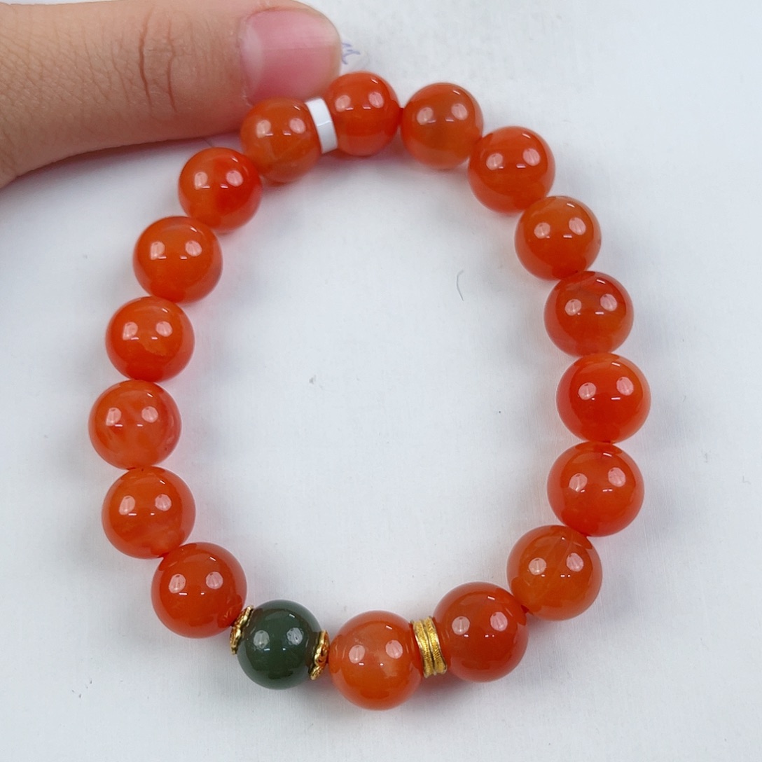 南红玛瑙保山滴水洞单圈11mm银S925镶嵌