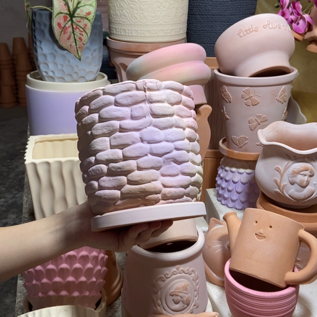 15×15彩色石头盆+托1套