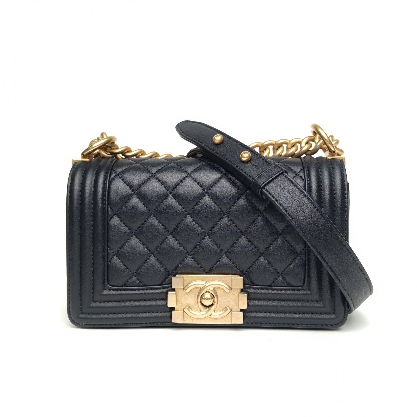 95新 Chanel/香奈儿 【黑黑】Leboy 小号 黑色 29开 金扣 