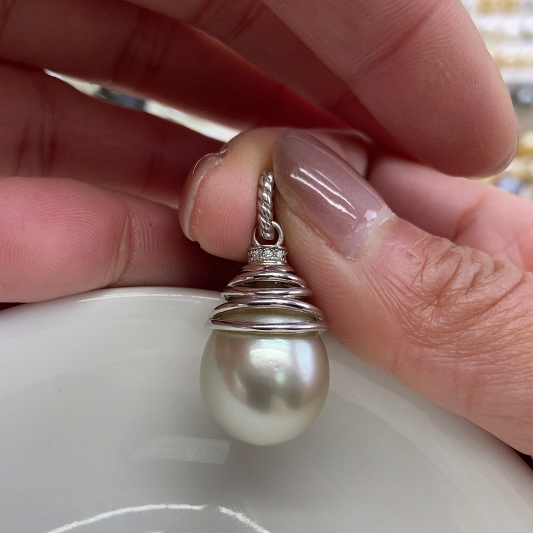 海水珍珠银S925镶嵌吊坠(不含链)