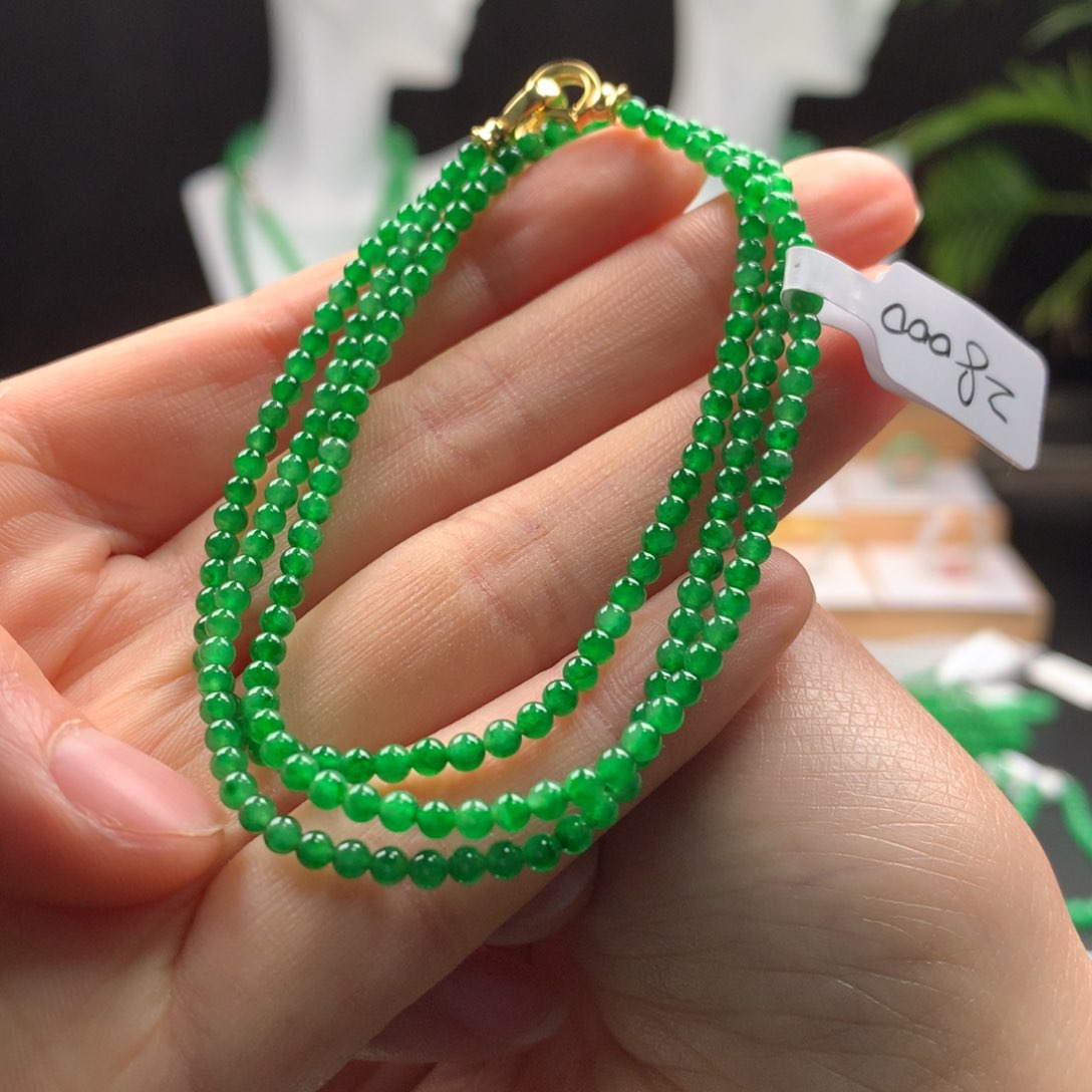 翡翠颈饰未镶嵌天然缅甸A货翡翠