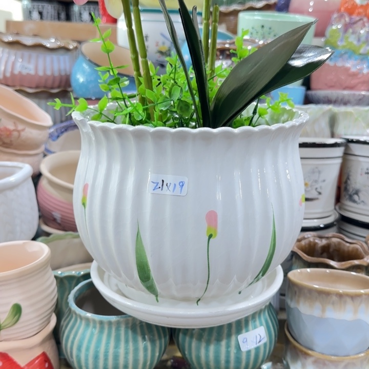 凑9块包邮，有孔，陶瓷花盆