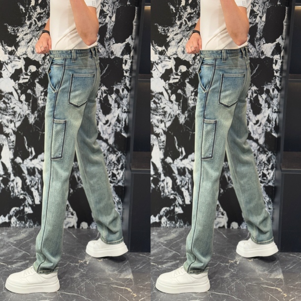 小雨男装｜78039秋冬新品高奢定制线条设计感直筒牛仔裤S