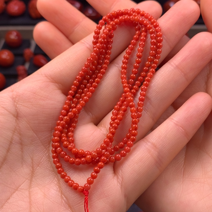 南红玛瑙未镶嵌小米珠链3MM