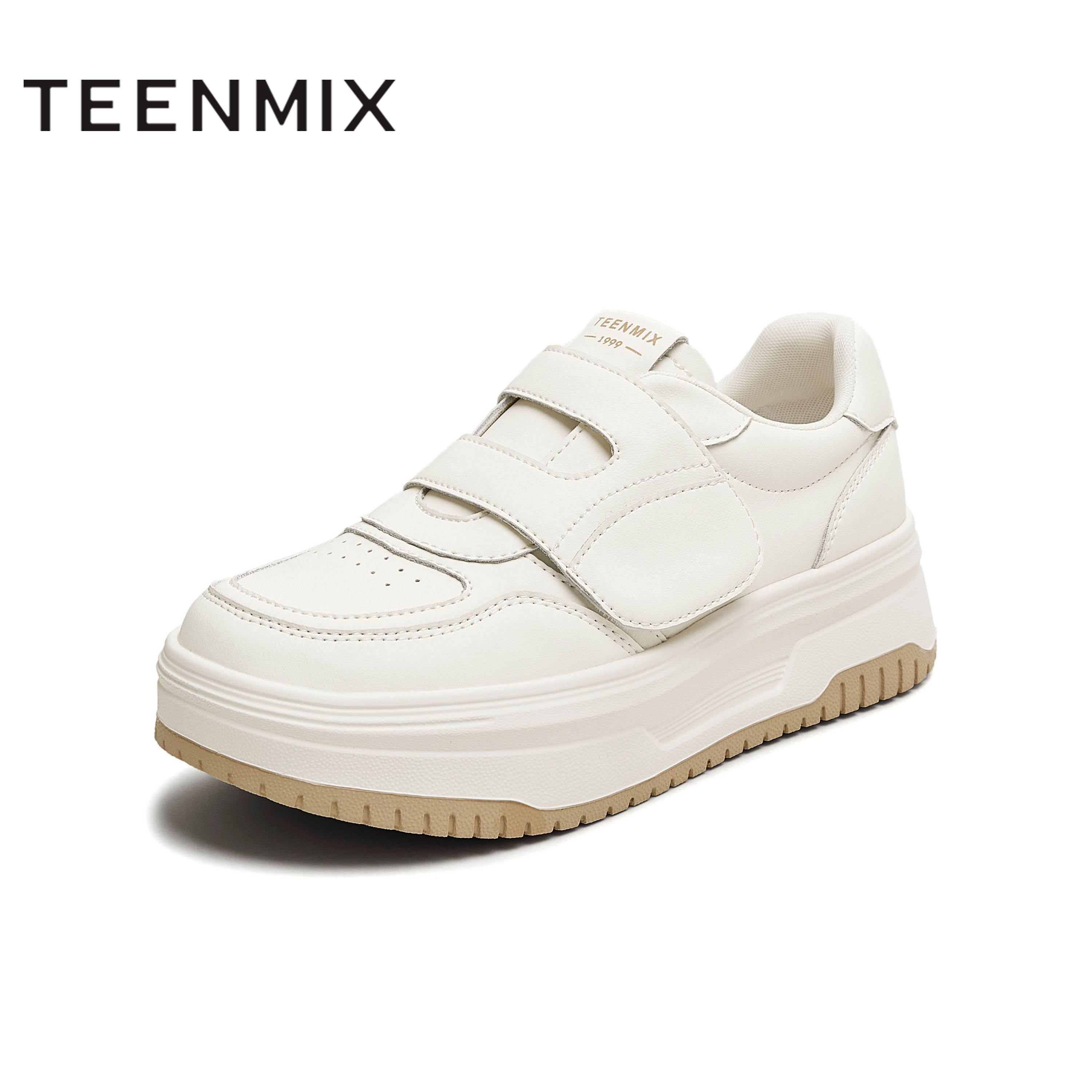 【百丽集团-天美意】25新款休闲厚底百搭魔术贴通勤小白鞋KB080CM5