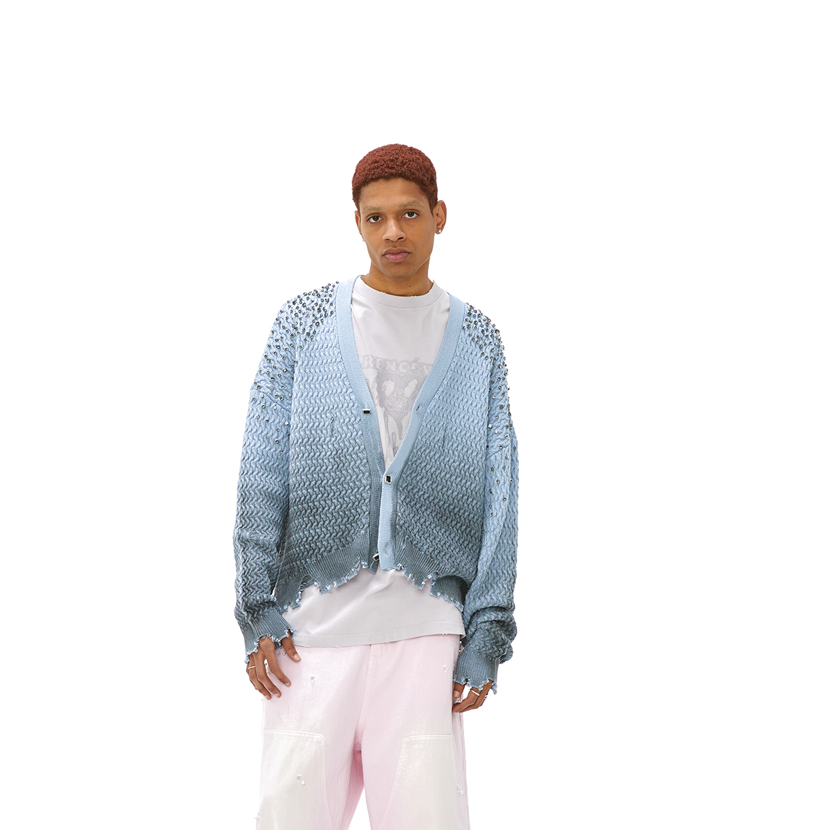 【LOCAT】vann valrence 高定烫钻喷染毛织开衫 VA05S1W00657