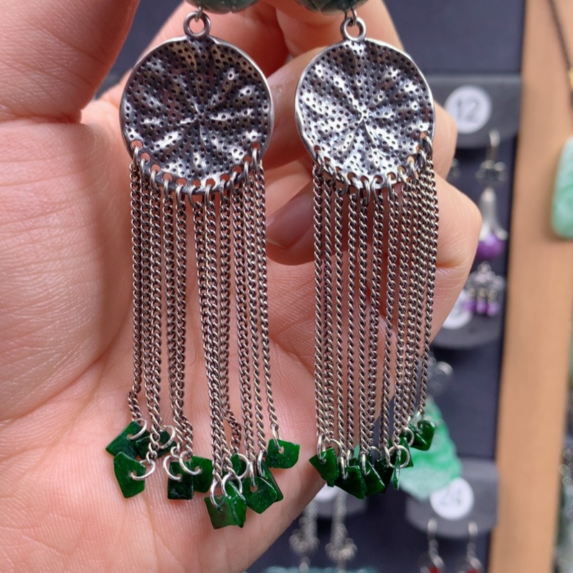 【闪购商品】翡翠银S925镶嵌耳饰得****洋满意