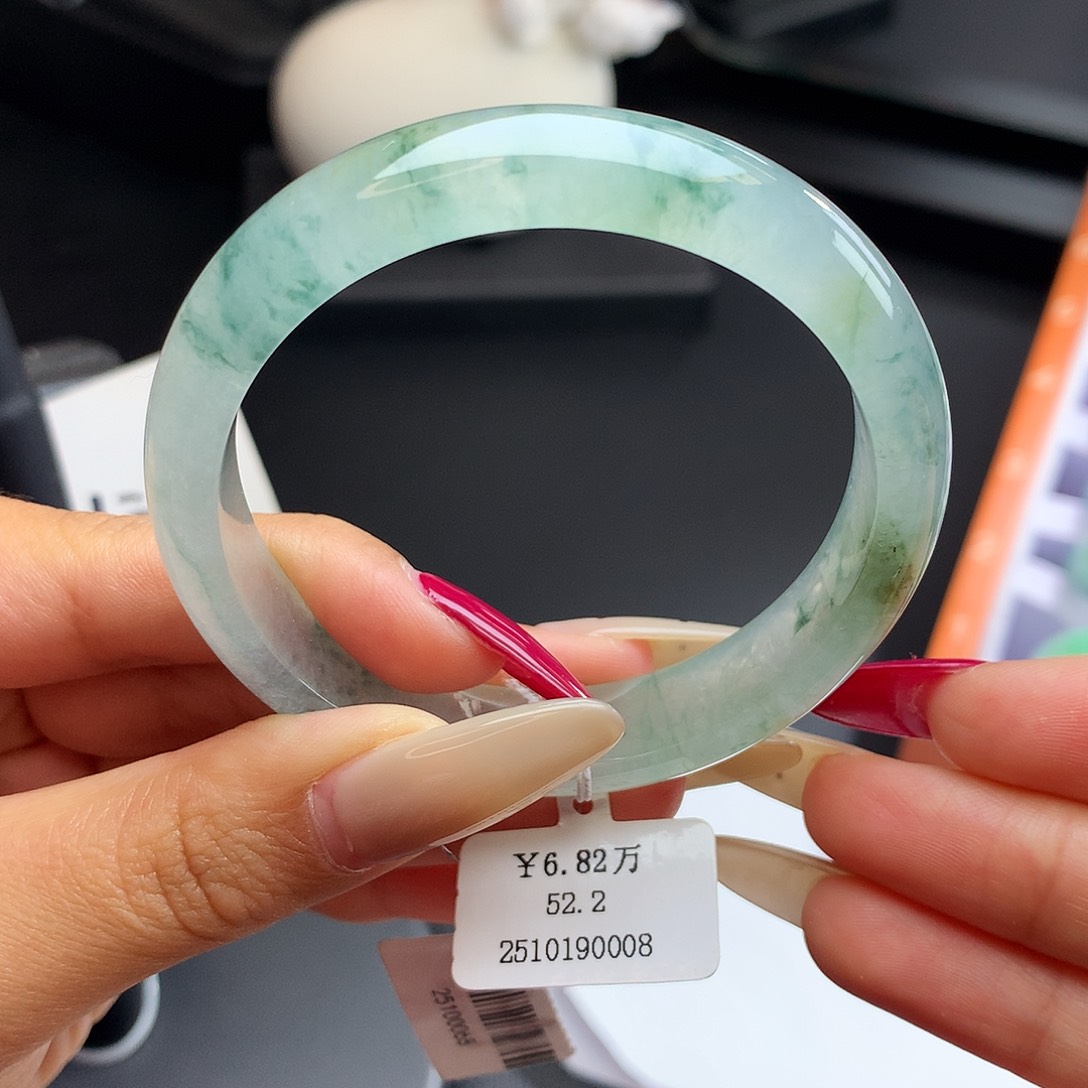 未镶嵌手镯翡翠52.2正圈冰飘花