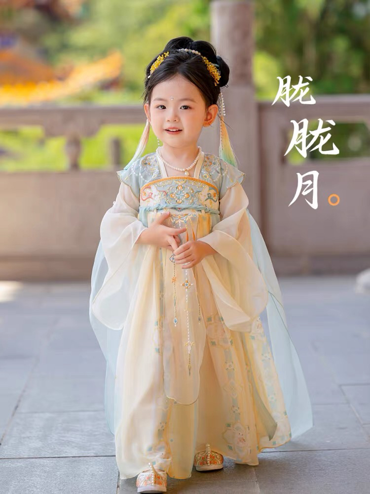 汉服女童春夏款中国风高端超仙公主连衣裙小女孩古风唐装刺绣襦裙