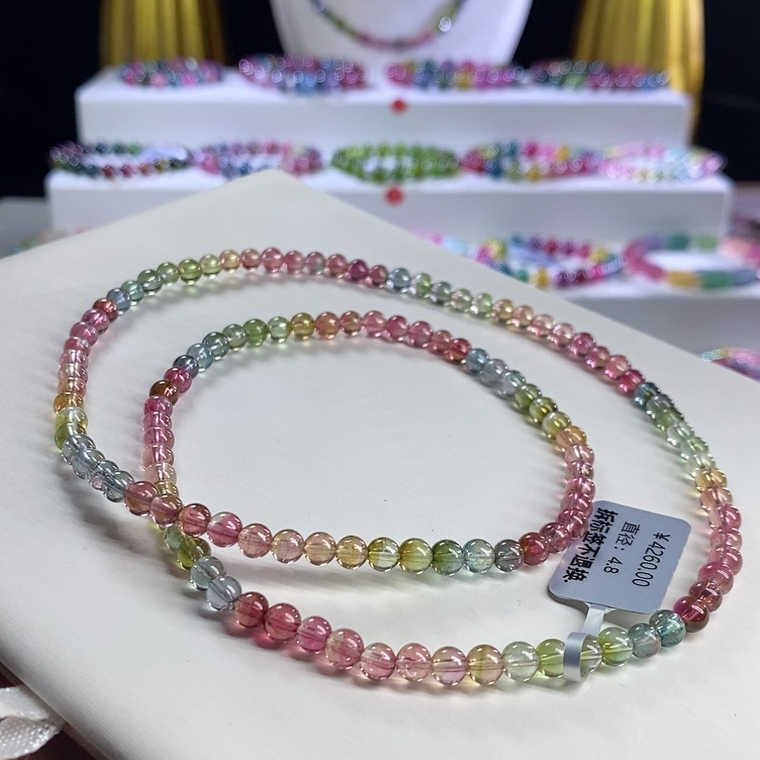 未镶嵌手链碧玺西瓜三圈