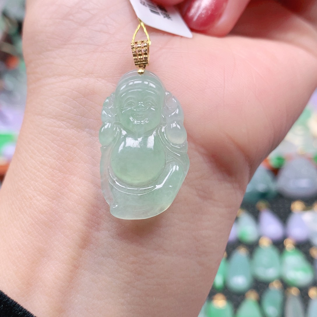 吊坠(不含链)18K金镶嵌翡翠