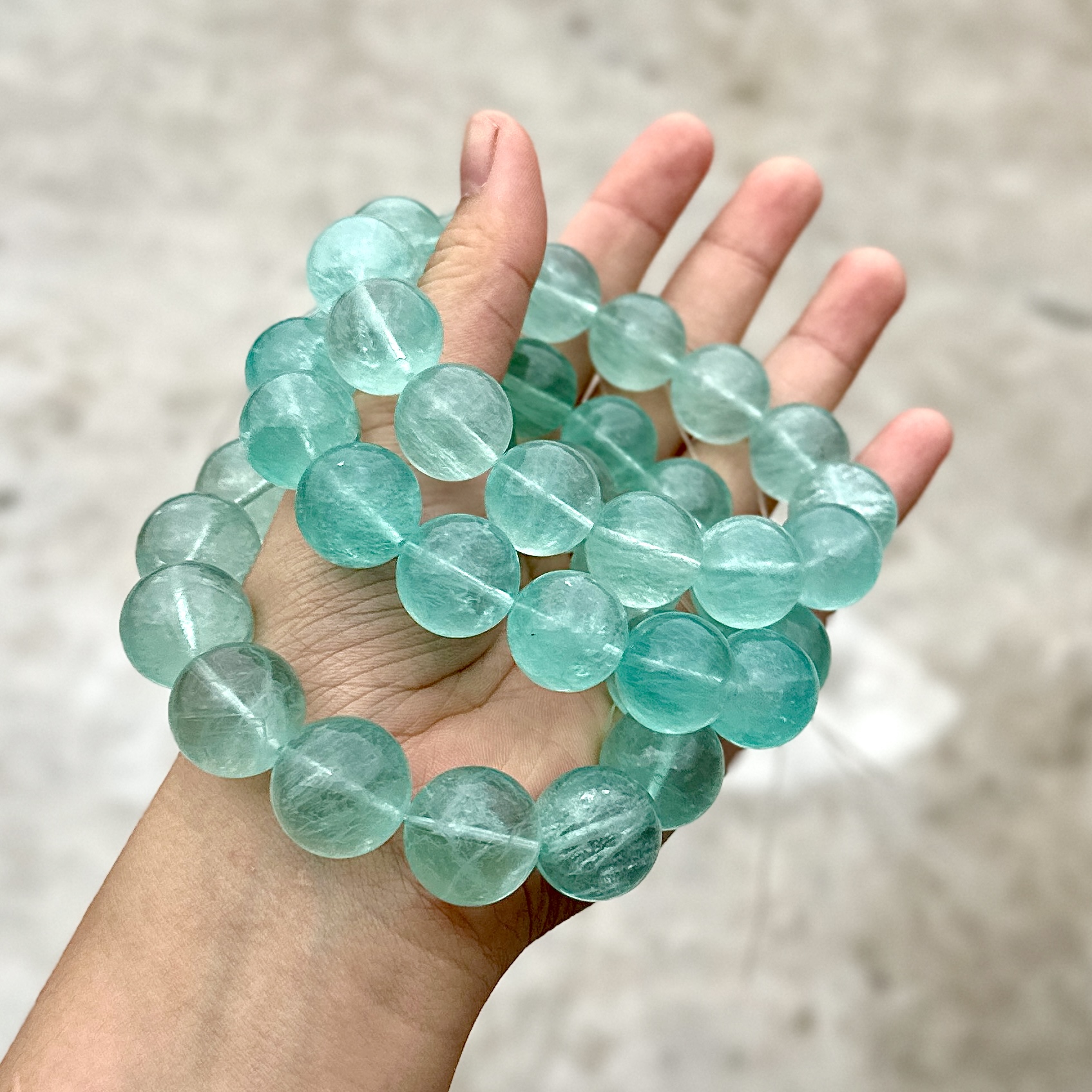 薄荷曼波拉丝萤石17mm【颗装】DIY串珠颗装多样性发一