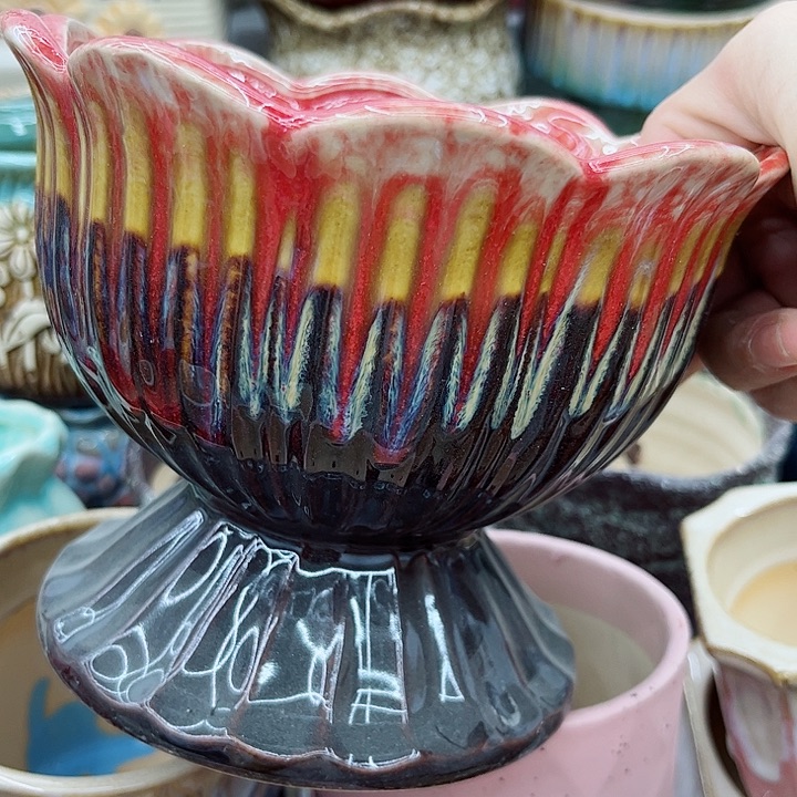 多肉绿植陶瓷花盆9.9包邮，有孔