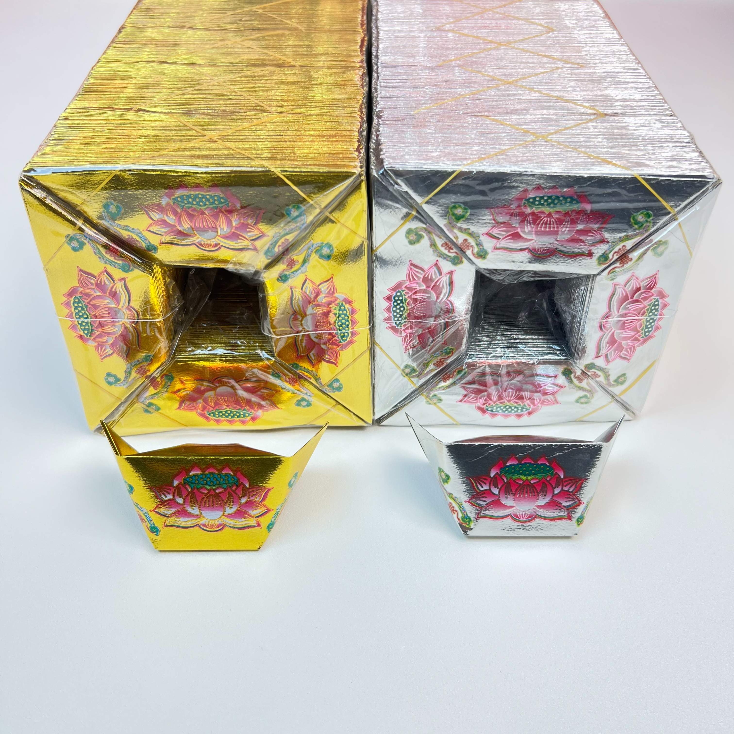【莲花款】彩印加厚12*15半成品手工折纸金银两色一包1000个左右
