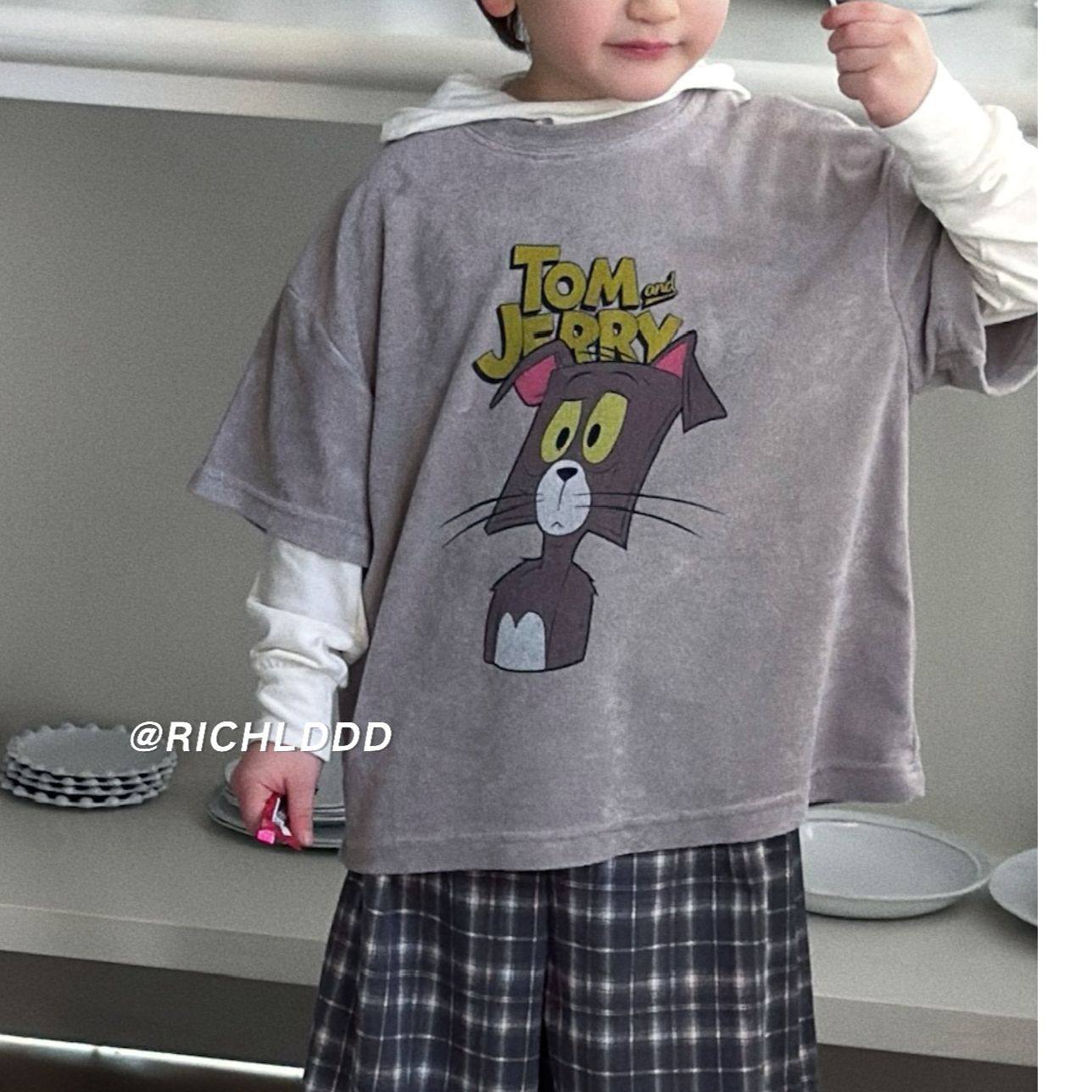 【no退换】卤蛋童装：方头汤姆猫/毛巾料重磅短袖男女童韩6618