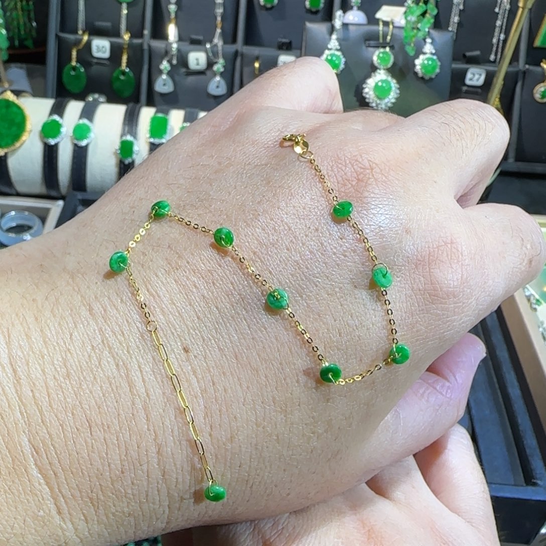 翡翠18K金镶嵌颈饰手链