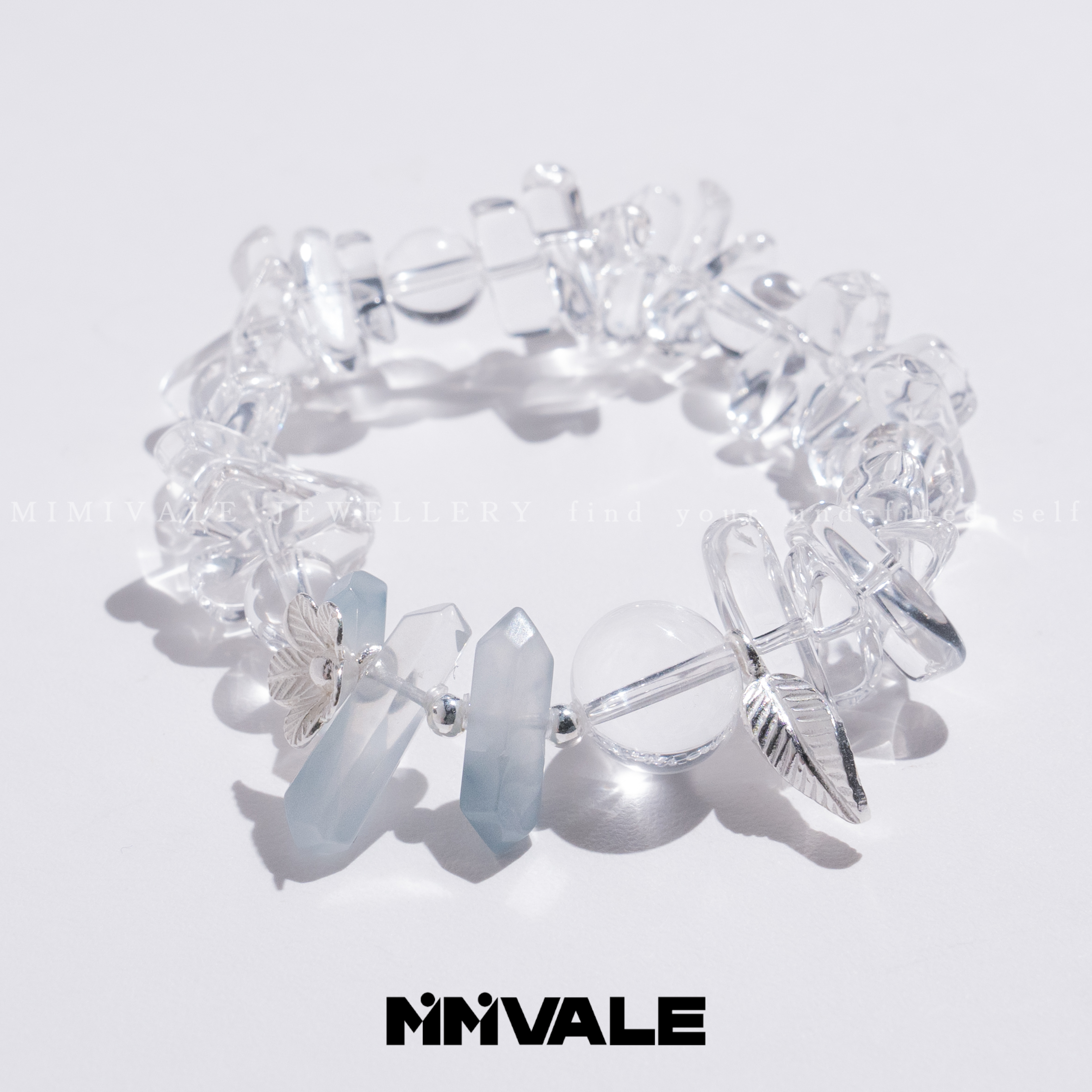 秘密山谷【冰川独白】原创设计蓝兔毛双尖水晶手串 MMSG8495