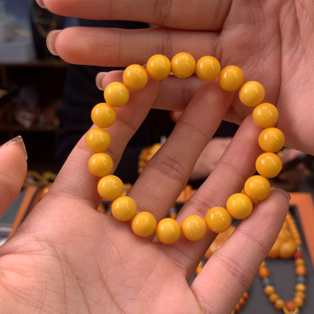 蜜蜡手串未镶嵌天然