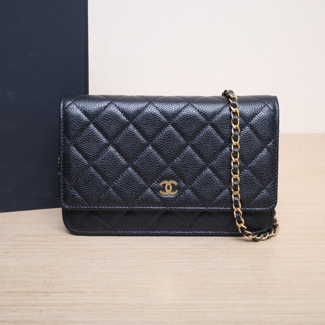 99新 Chanel/香奈儿 小花Jerry活动CF WOC 芯片开 黑色 金扣