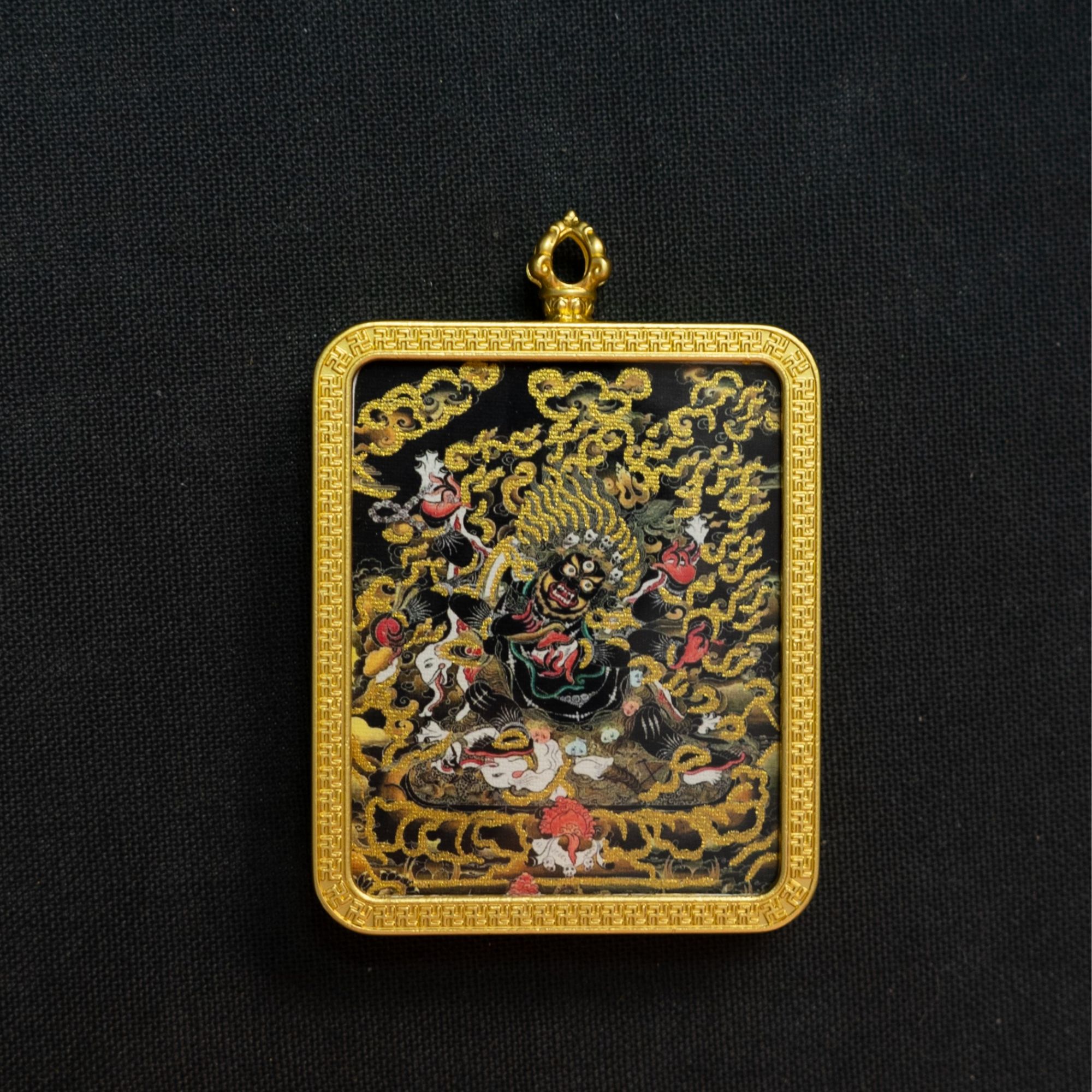 六臂玛哈嘎拉描金手绘一物一图