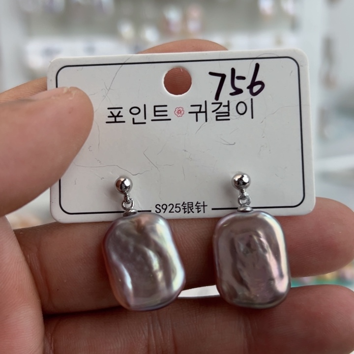 淡水珍珠耳饰银S925镶嵌