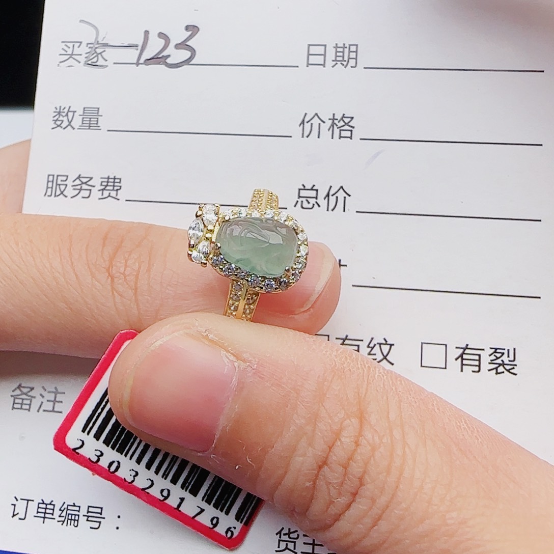 翡翠戒指银S925镶嵌111111