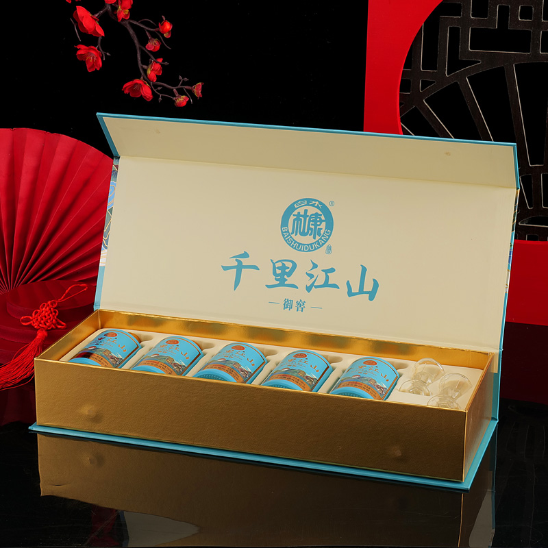 白水杜康千里江山浓香型整箱白酒条型盒52度100ml*5瓶