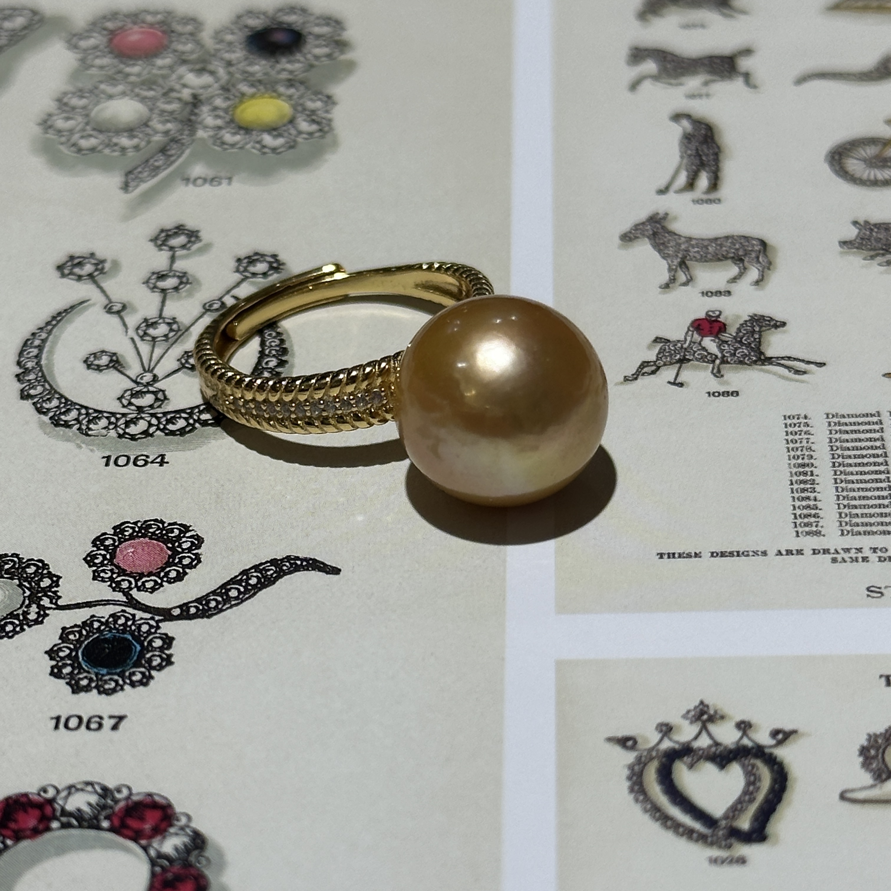 925银戒指 日本金色珠珠边镶戒指 1m左右 ZB251149