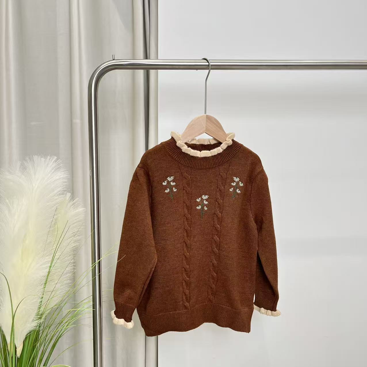 秋冬女童咖啡色毛衣 5713韵系