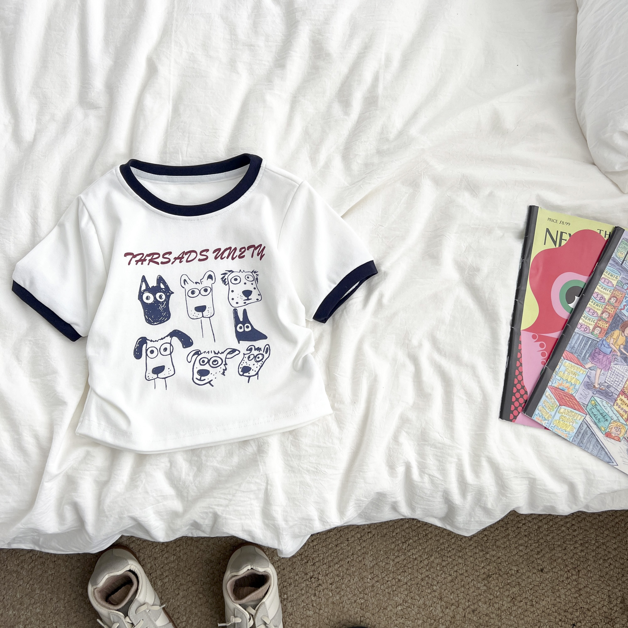 （现货）女童夏季短款休闲短袖t恤薄款女孩印花半袖上衣LZYXW58125