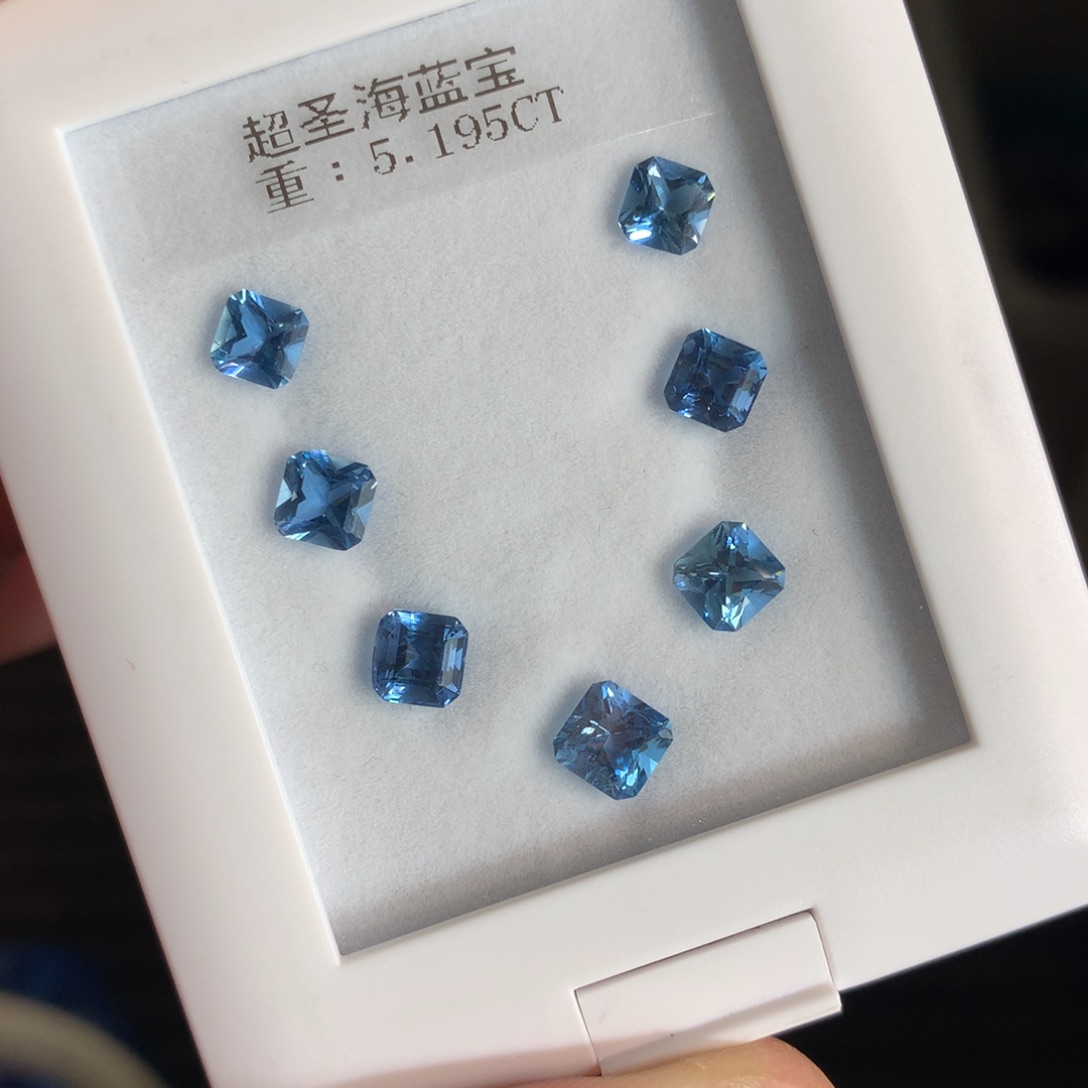 海蓝宝石裸石未镶嵌5.19克拉超圣