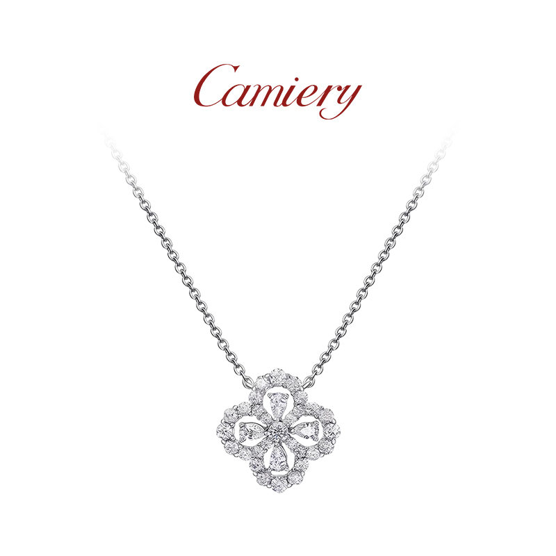CAMIERY/卡美瑞 经典百搭水滴钻四叶草项链时尚轻奢
