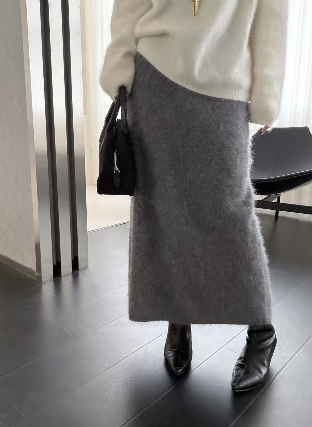  珍熙俪人# 羊毛拉毛半身裙 高品质纯色系