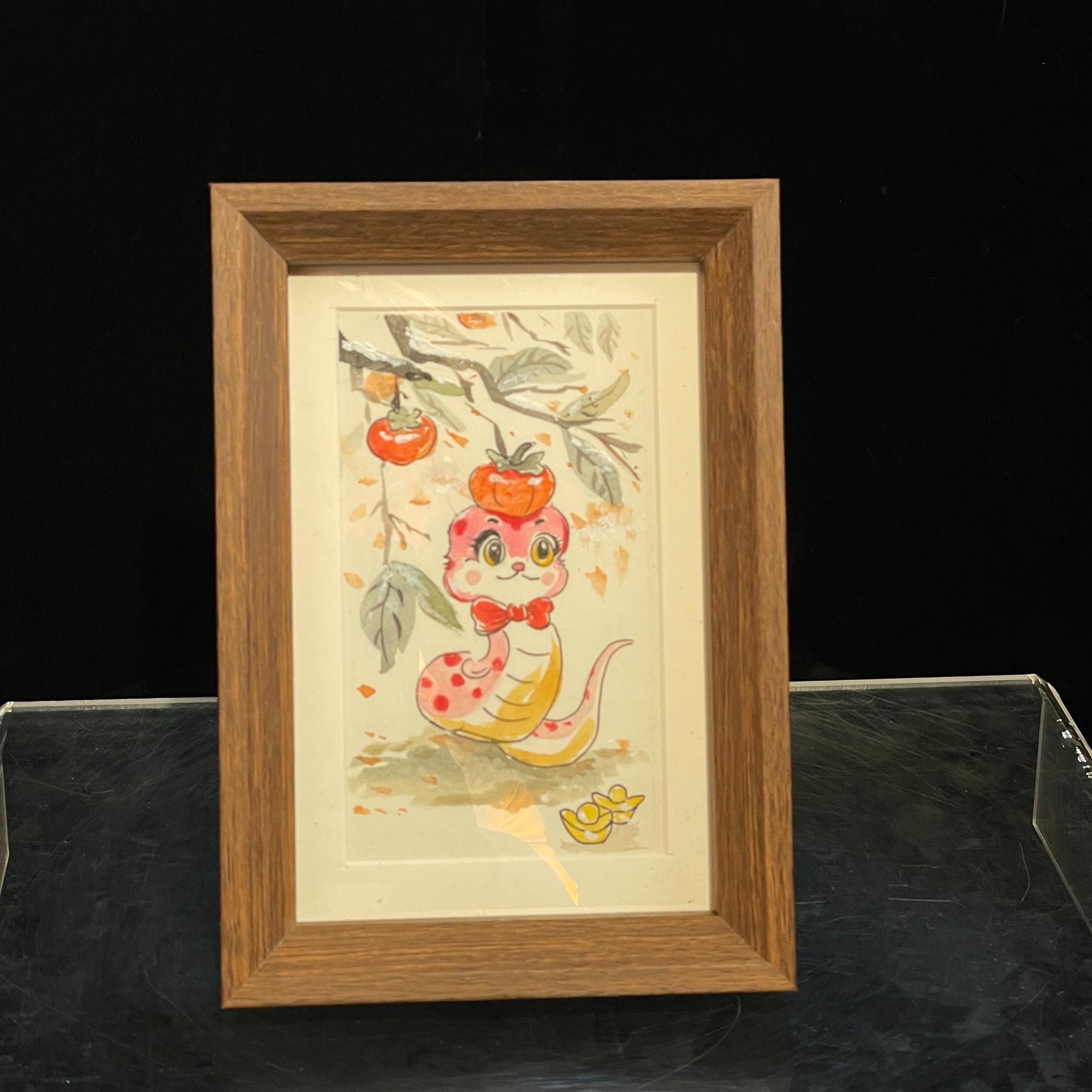 【蛇年柿柿如意】本元艺术手绘手写书法画作新年中式书房客厅摆台