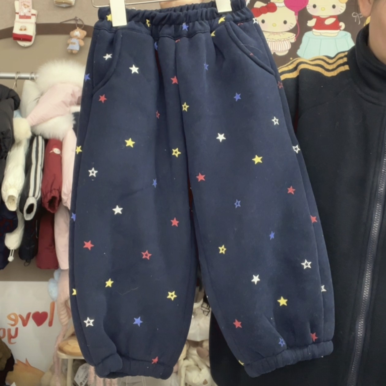 冬款羊驼绒星星卫裤