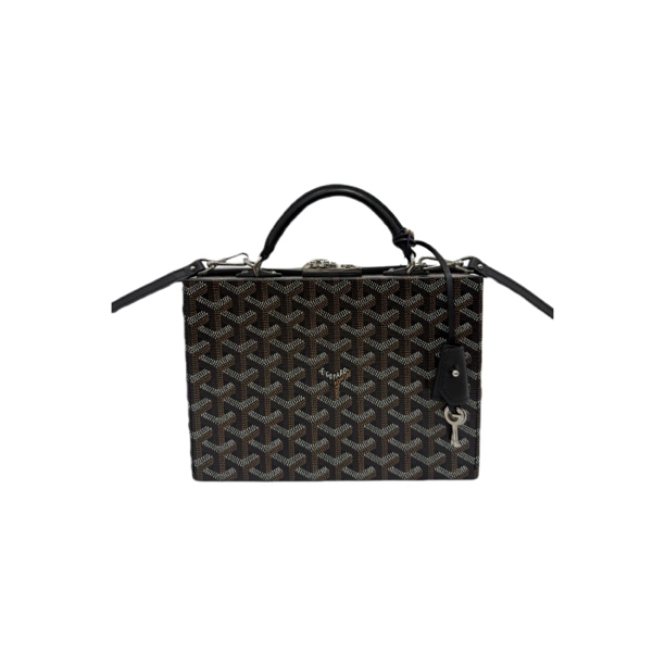 99新 Goyard Grand Hotel黑色y字老花手提硬箱盒子斜挎包
