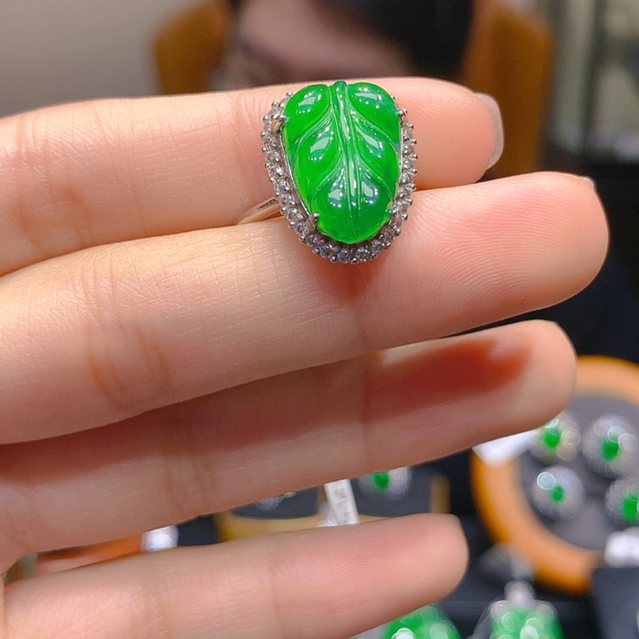 【闪购商品】翡翠戒指银S925镶嵌3柒姐