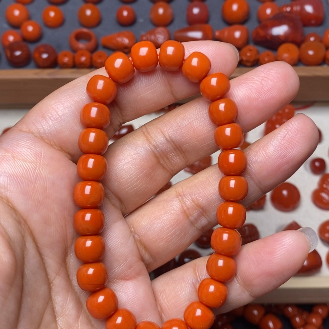 南红玛瑙配饰未镶嵌保山手串卡8.4