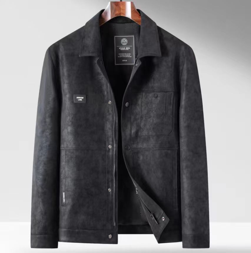 冬季男士麂皮绒休闲皮夹克2602