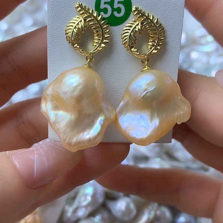 淡水珍珠耳饰银S925镶嵌